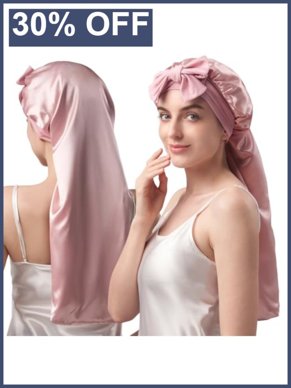 100% Mulberry Silk Double-Layer Hair Bonnet for Sleeping Long Hair